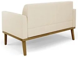 Sofá Namoradeira e 2 Poltronas Base Madeira Castanho Maressa Linho Beg