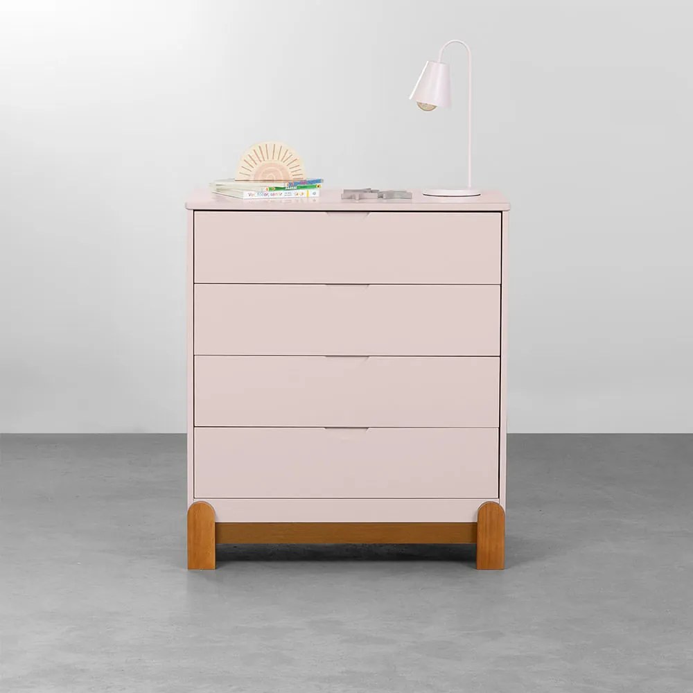 Cômoda Lotus 4 Gavetas - Rosa Fosco