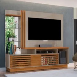 Estante Home Theater Para TV Até 60 Pol. Frizz Plus Fendi/Naturale - M