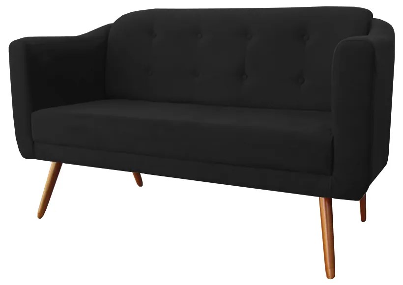 Namoradeira Bruna 1,40 m 2 Lugares Pés Palito Suede Preto
