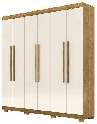 Guarda Roupa Elegance 6 Portas Nature/Champanhe - Vila Rica Móveis