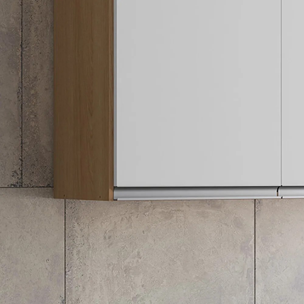 Armário Cozinha Aéreo 120cm 3 Portas Leticia A01 - D'Rossi - Amendoa e Branco