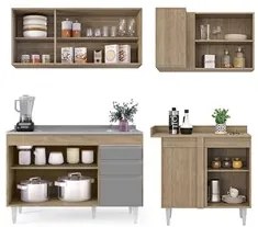 Armário de Cozinha Modulado de Canto Esquerdo 4 Peças CP48 com Pia Ino