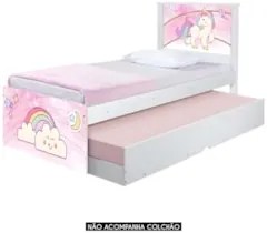 Cama Solteiro Infantil Com Auxiliar 188x88cm Unicórnio K06 - Mpozenato