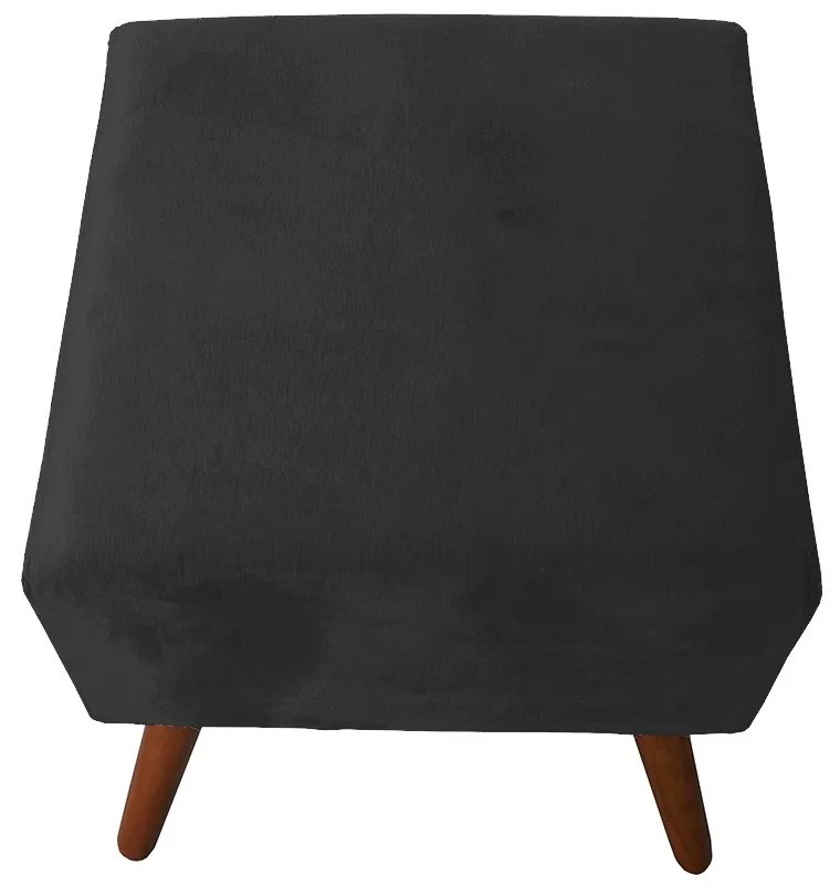 Puff Decorativo Quadrado Malu com Pés Palito Suede Preto