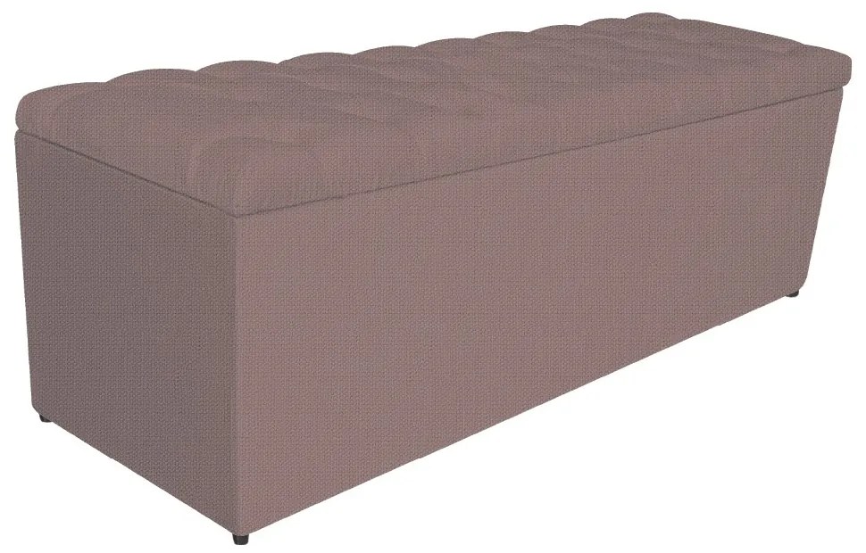 Calçadeira Estofada Liverpool 160 cm Queen Size Linho Rosê - ADJ Decor