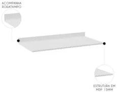 Tampo Para Balcão de Cozinha 148cm MDP Z34 Branco           - Mpozenat