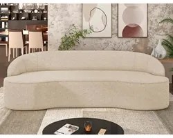 Sofá 4 Lugares para Sala de Estar Living 260cm Theo D06 Linho Marfim -