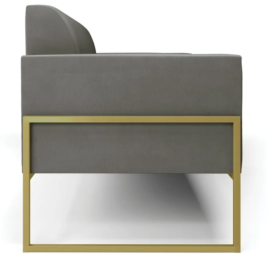 Sofá Namoradeira Base Industrial Alta Dourado Marisa Suede D03 - DRossi - Grafite