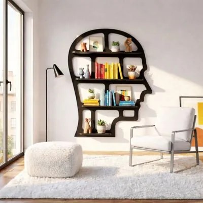 Estante Human Preta Wooodyou 147x27x180 cm