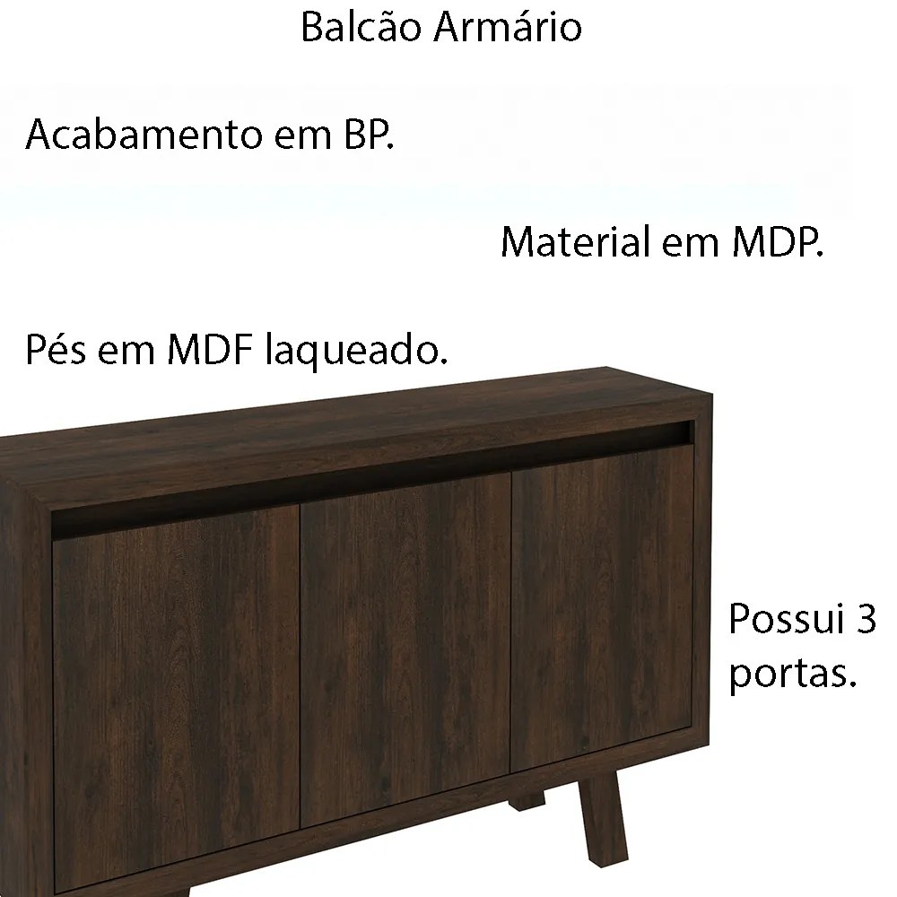 Balcão 3 Portas para Escritório Home Office ME4120 MDP Rustico G69 - Gran Belo