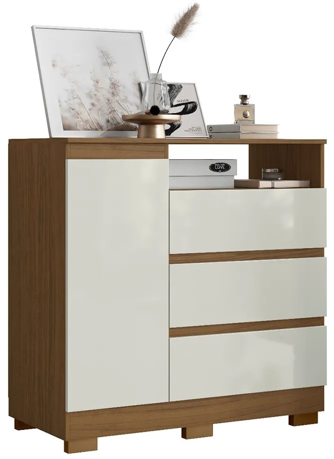 Cômoda Quarto com 1 Porta Sapateira 97cm Tayna A09 - D'Rossi - Atacama e Off White