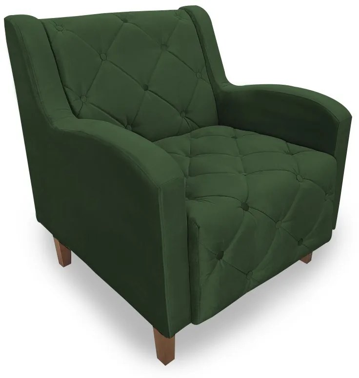 Poltrona Decorativa Munique Pés Palito Suede Verde - Sheep Estofados