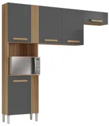 Armário de Cozinha 210cm Com Tampo Hanna Atacama/Grafite A15  - Mpozen