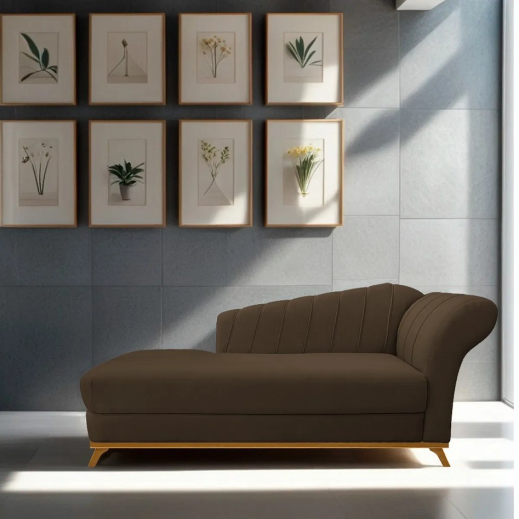 Recamier Vanessa 140cm Lado Esquerdo Suede Marrom - ADJ Decor