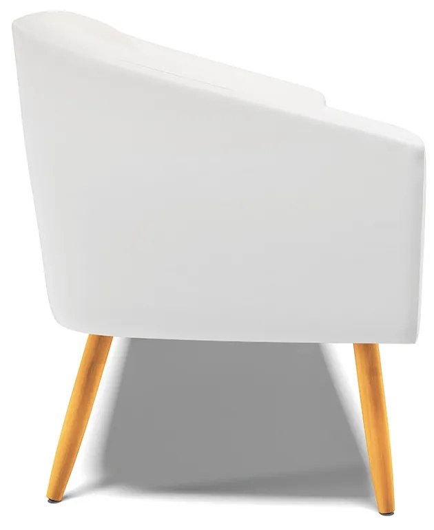 Sofá 2 Lugares Namoradeira Pé Palito Castanho Stella Sintético Branco D03 - D'Rossi