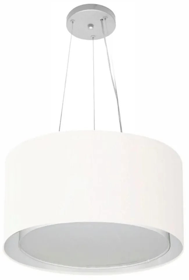 Lustre Pendente Cilíndrico Duplo Md-4123 Cúpula em Tecido 40x25cm Branco - Bivolt