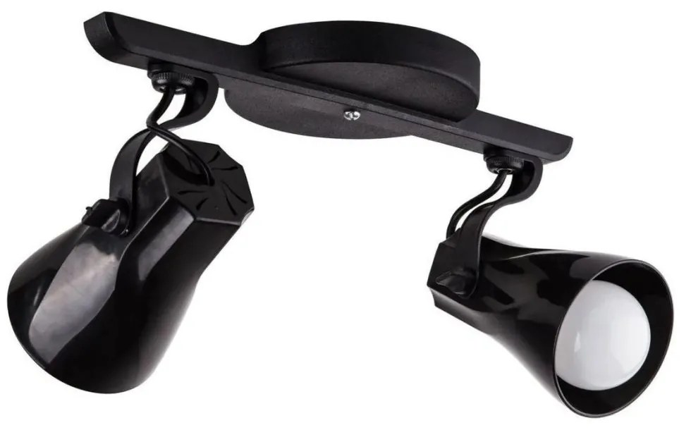 Spot Trilho Duplo Octa 2 Sobrepor Direcionável E-27 Preto com design moderno e ajuste flexível