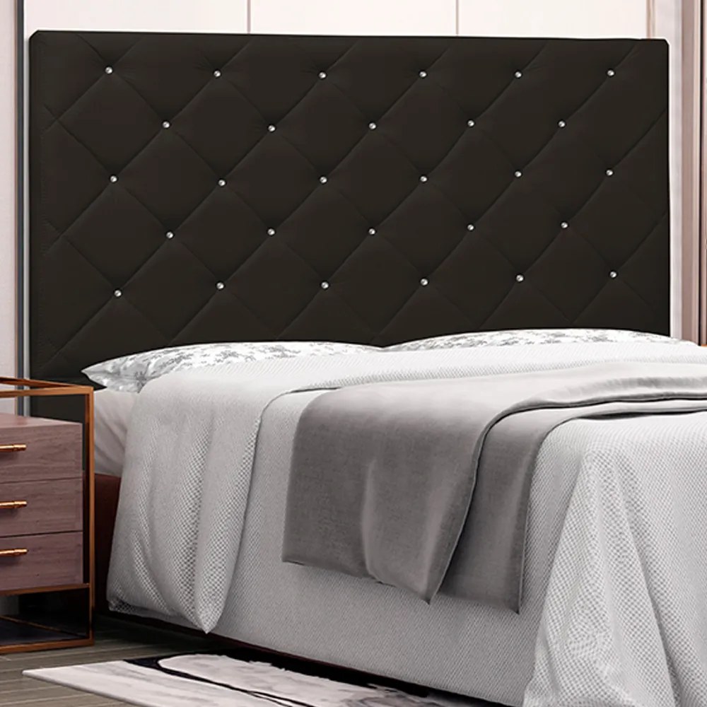 Cabeceira Decorativa Casal 1,40M Tàzio PU Marrom G63 - Gran Belo