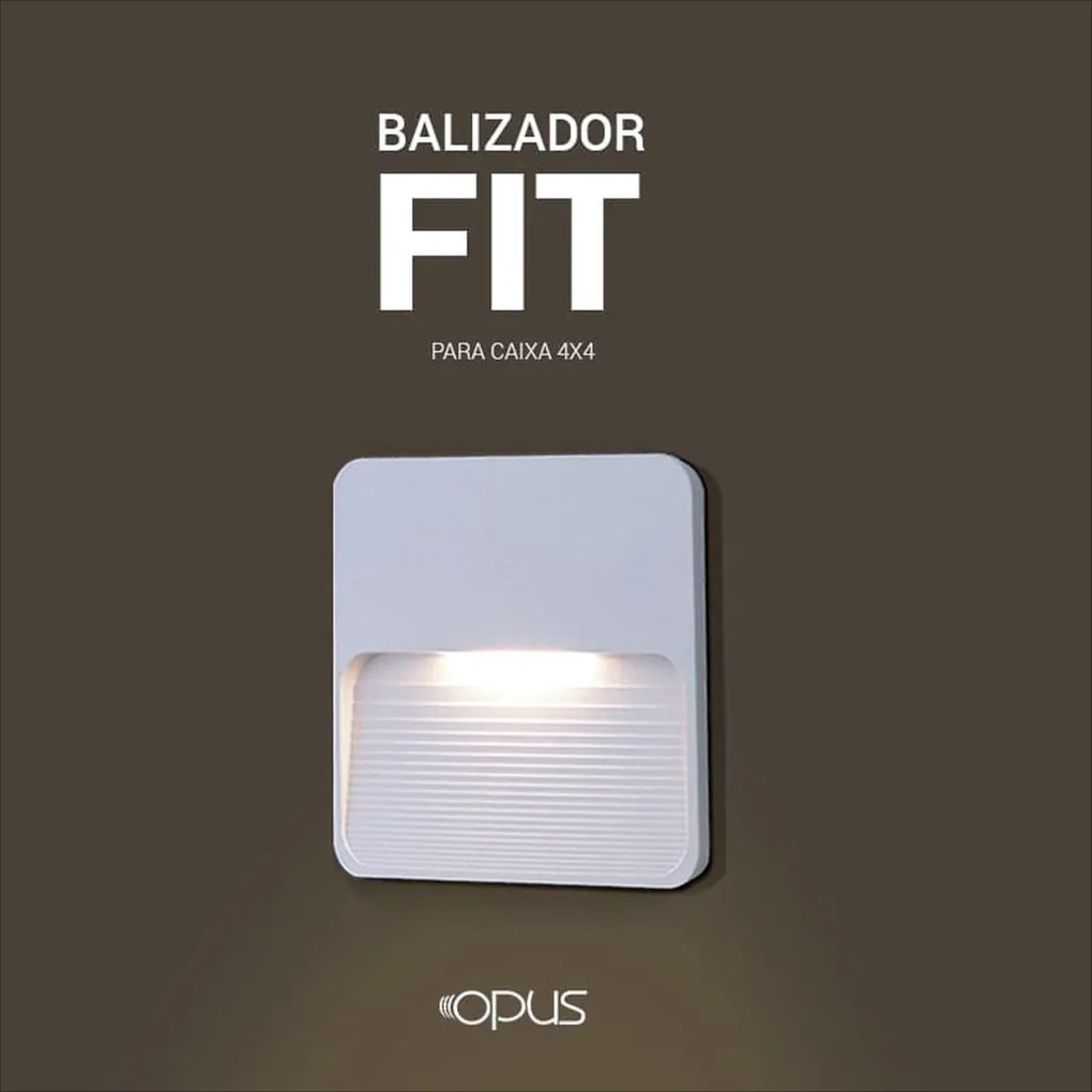 Balizador Fit Sobrepor 2W Led 3000K Ip65 Branco 12X12X1,2Cm | Opus Dn... (Branco)