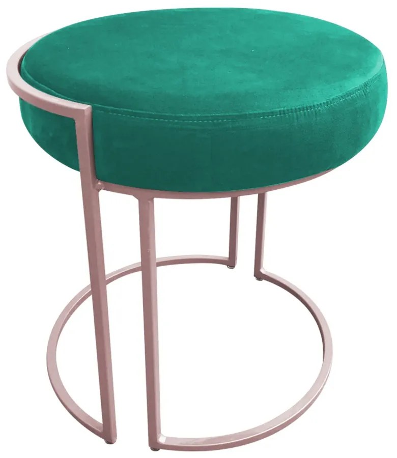 Puff Redondo Base Industrial Rosê Kit 2 Love Suede - Verde Turquesa