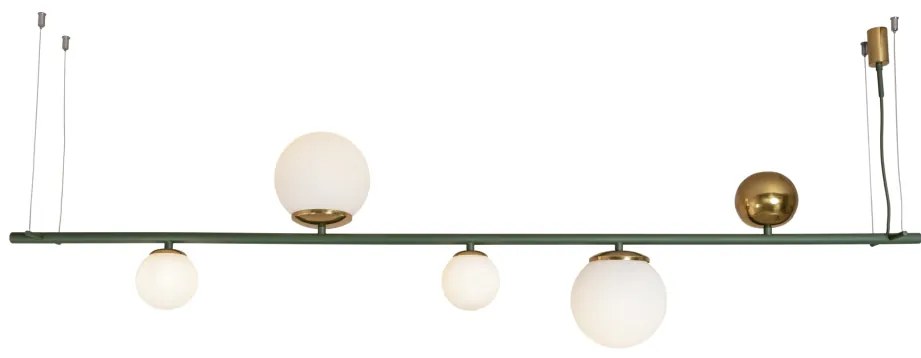 Pendente Organic Horizontal 20X10X180 Alumínio E Globo Ø12Cm / Ø20Cm -... (CP-M - Champanhe Metálico)