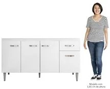 Balcão Gabinete Para Pia Sem Tampo 150cm 4 Portas e 1 Gaveta Flex Gabr