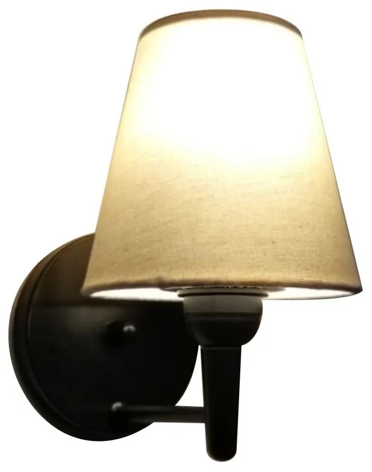 Arandela Cone Md-2004 Base Preto Cúpula em Tecido 14/14x07cm Algodão Cru - Bivolt