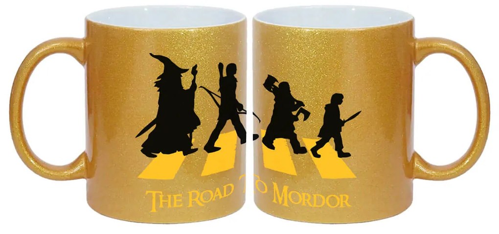 Caneca Road to Mordor Senhor dos Anéis Dourada