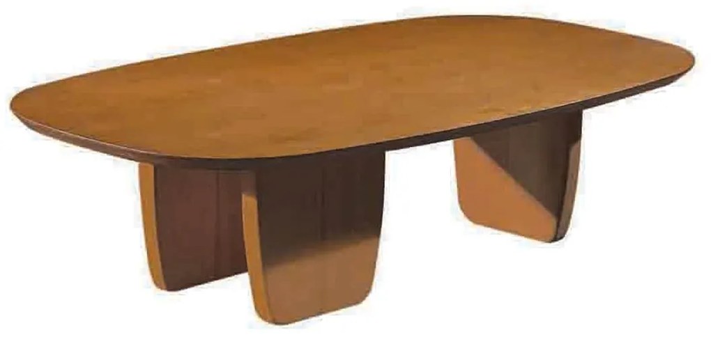 Mesa de Centro Zennon Design Orgânico Tampo Tingido Base Madeira