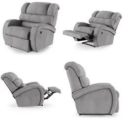 Poltrona do Papai Reclinável Kalie Power Touch Massagem FH9 Linho Cinz
