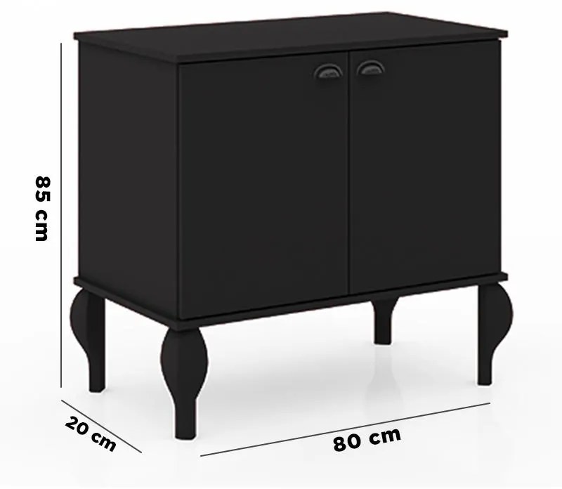 Buffet Aparador Clássico Provençal 02 Portas - Preto