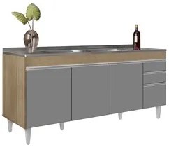 Armário de Cozinha Modulado de Canto Esquerdo 5 Peças CP54 com Pia Ino