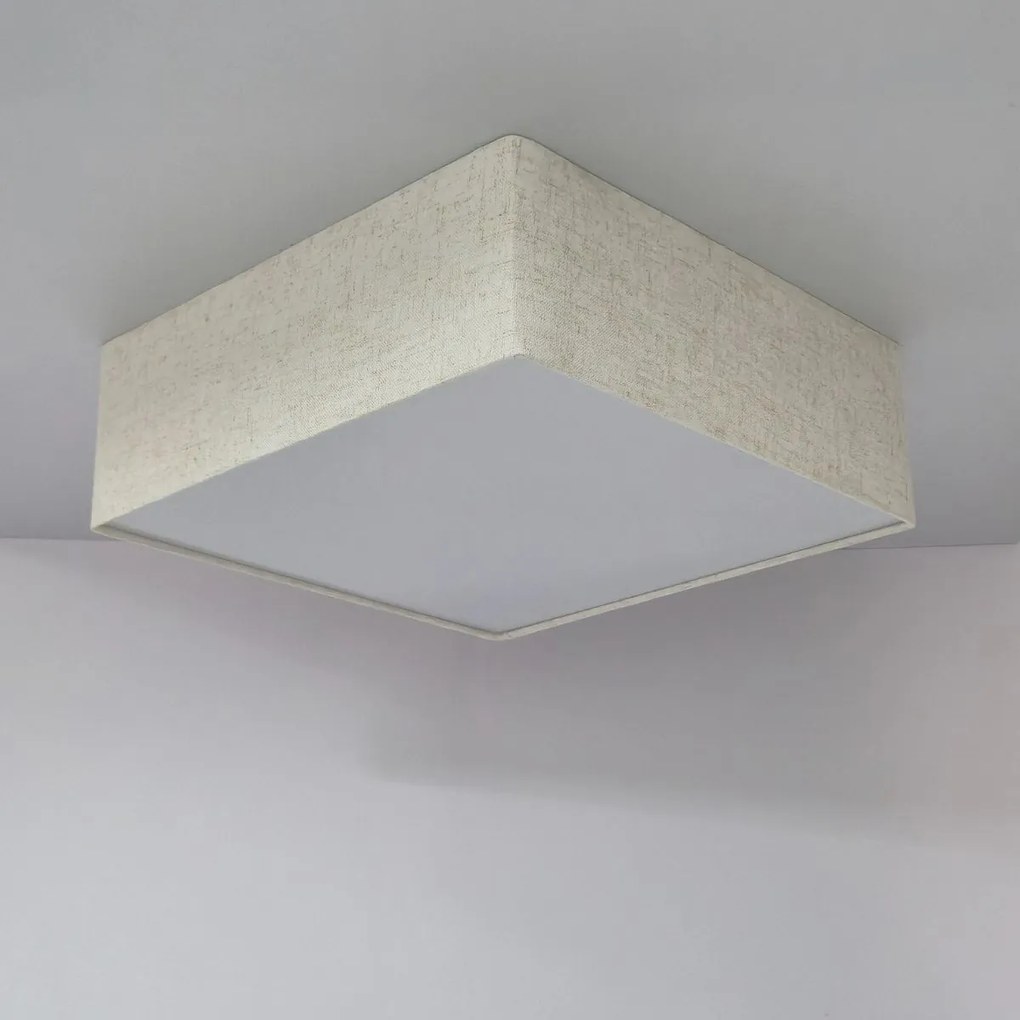 Plafon Quadrado Md-3002 Cúpula em Tecido 50x50x15cm Rústico Bege - Bivolt