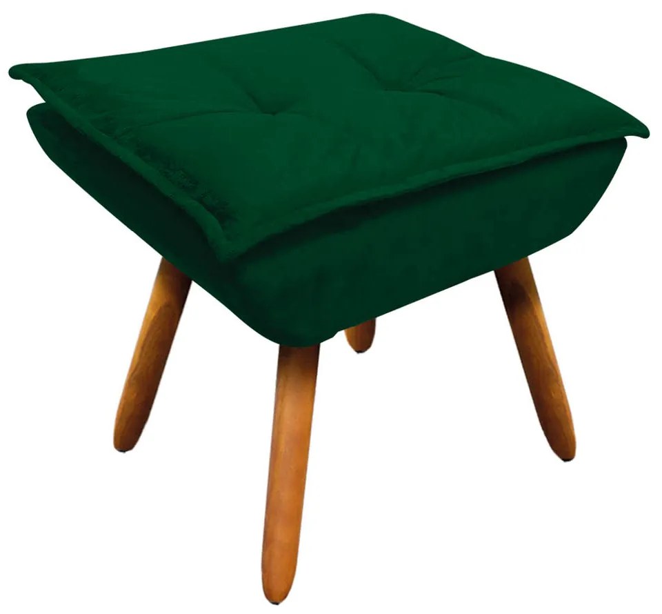 02 Poltronas e 01 Puff Pé Palito de Madeira Opala Suede D03 - D'Rossi - Verde