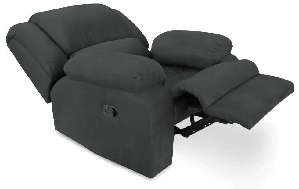 Poltrona Decorativa Magnum Reclinável Manual Suede Cinza Grafite