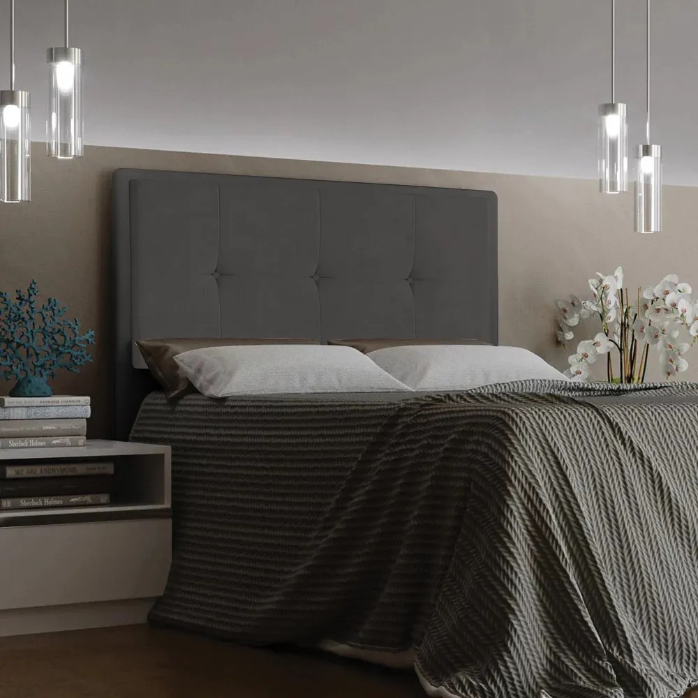 Cabeceira Ametista Para Cama Box Queen 160 cm Suede - D'Rossi - Grafite