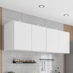Armário de Cozinha Aéreo 118cm 4 Portas Monna Branco Z34    - Mpozenat