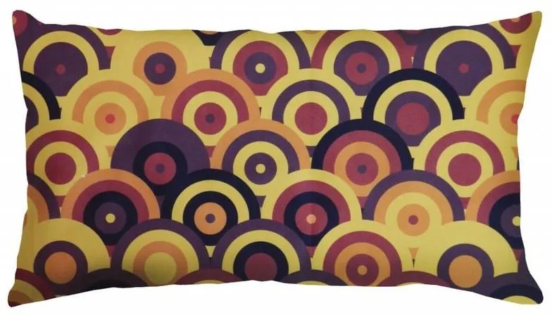 Capa de Almofada Suede Suprema em Tons Amarelo e Preto - Círculos Ligados - 60x30cm