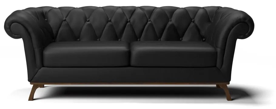 Sofá 3 Lugares Viena D07 230cm Base de Madeira Corano Preto - D'Rossi