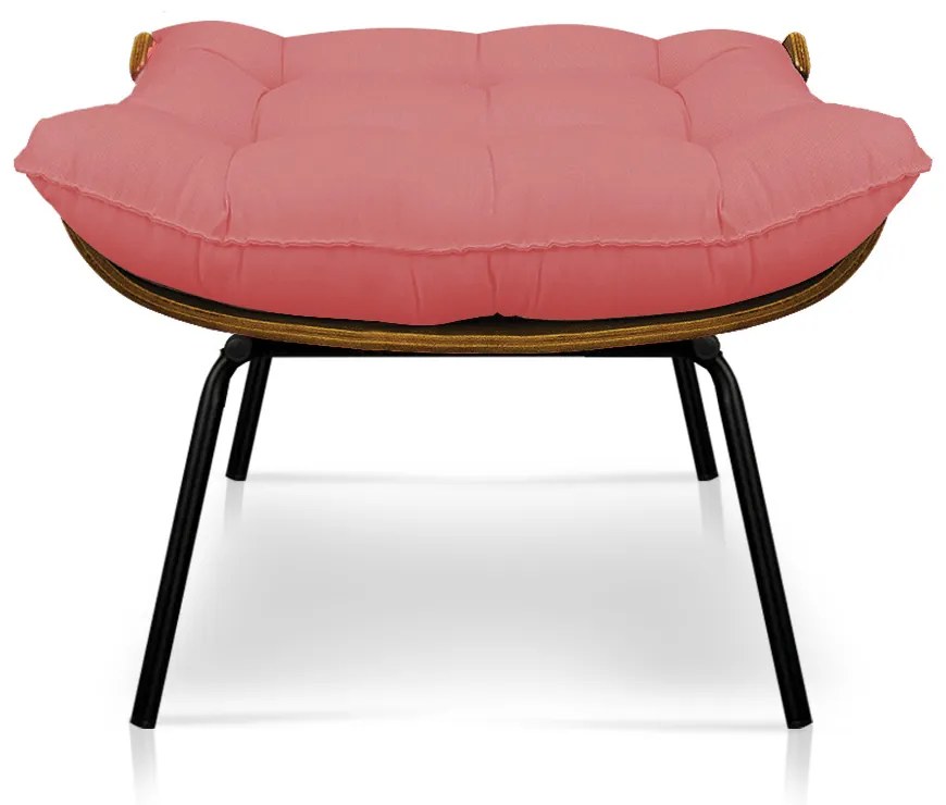 Puff Costela Linho Whiski Rose A106 Base de Metal - D'Rossi