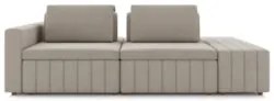 Sofá Ilha e Puff Sala Living 245cm Siesta Z32 Veludo Bege    - Mpozena