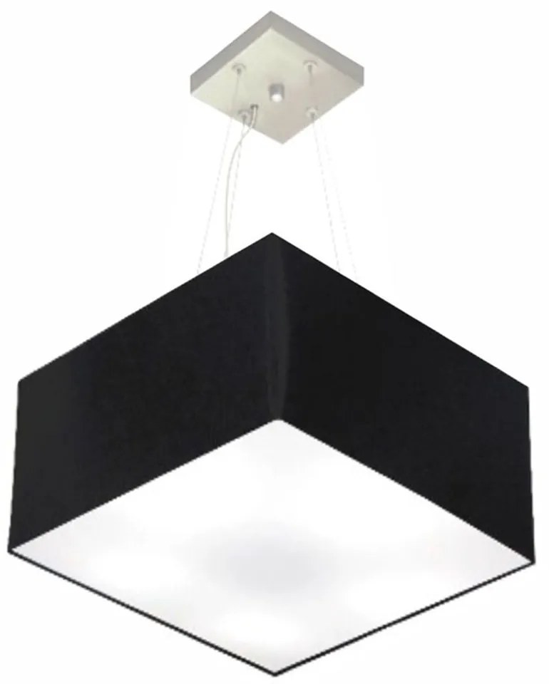 Lustre Pendente Quadrado Md-4197 Cúpula em Tecido 25/45x45cm Preto - Bivolt
