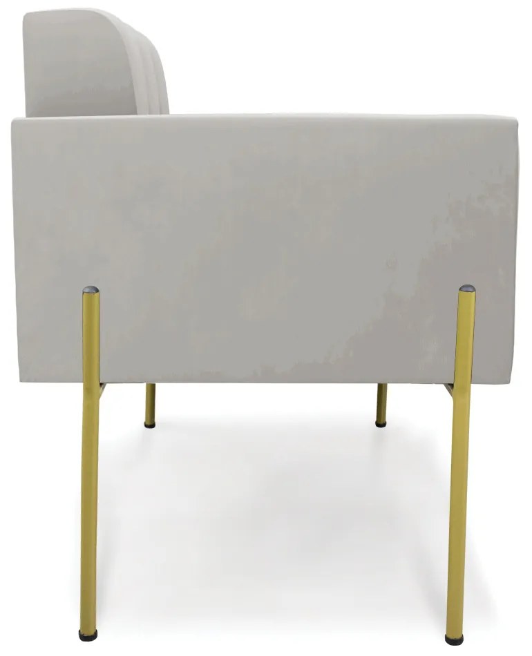 Poltrona Pé de Ferro Dourado para Sala Kit 2 Elisa Veludo D03 - D'Rossi - Cinza