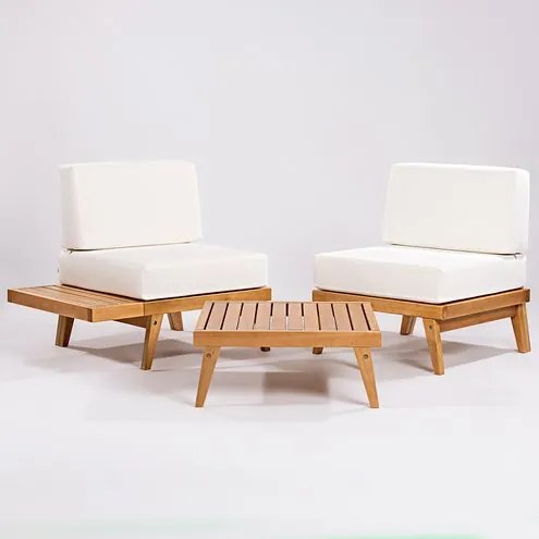 Conj 02 Poltronas + Mesa Centro Arpoador Acquablock Cru - 78533 Sun House