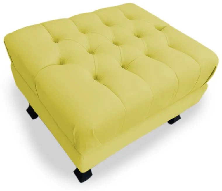 Puff Baú Decorativo Luis XV Capitonê 60x50cm Suede Amarelo - Sheep Estofados - Amarelo
