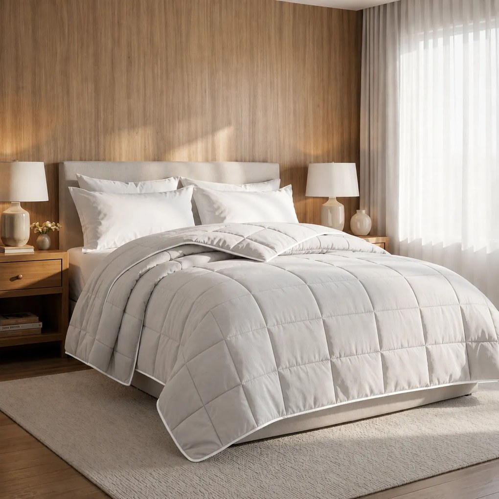 Edredom Leve Literie Microfibra Velutti Toque de Veludo Cinza - King  King