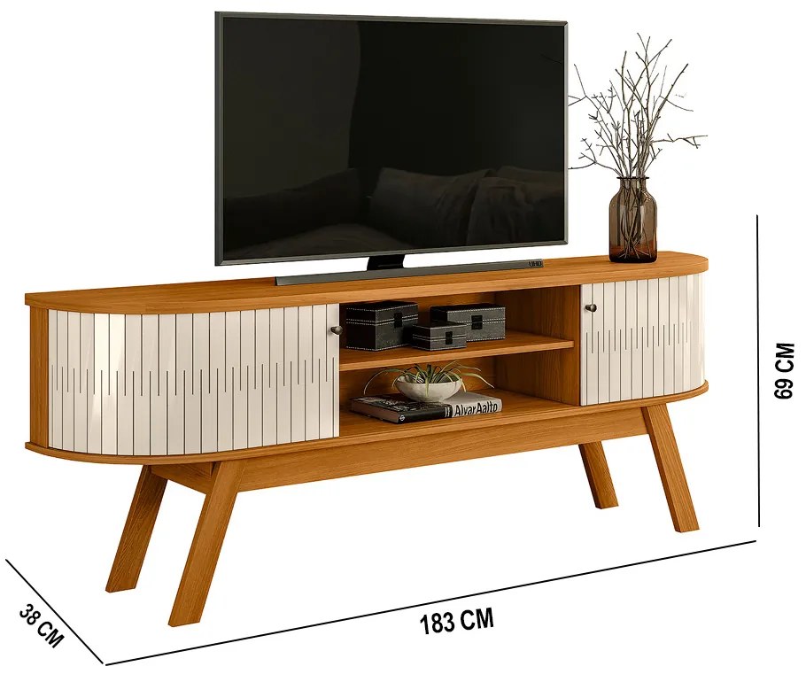 Rack TV 75 Pol 183cm Bancada para Sala Enzari M20 - D'Rossi - Cianmomo e Off White