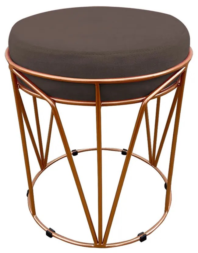 Puff Multiuso com Mesa Babu 2 em 1 Suede Base Cobre D'Rossi - Marrom