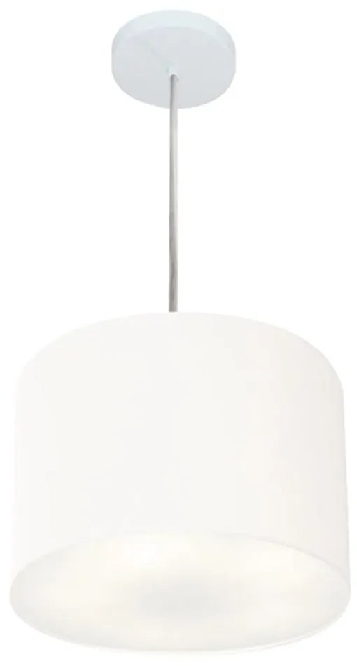 Lustre Pendente Cilíndrico Md-4210 Cúpula em Tecido 30x25cm Branco - Bivolt